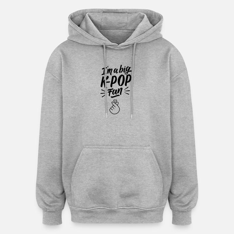Amour des fans de KPOP - Sweat à capuche oversize unisexe - gris chiné