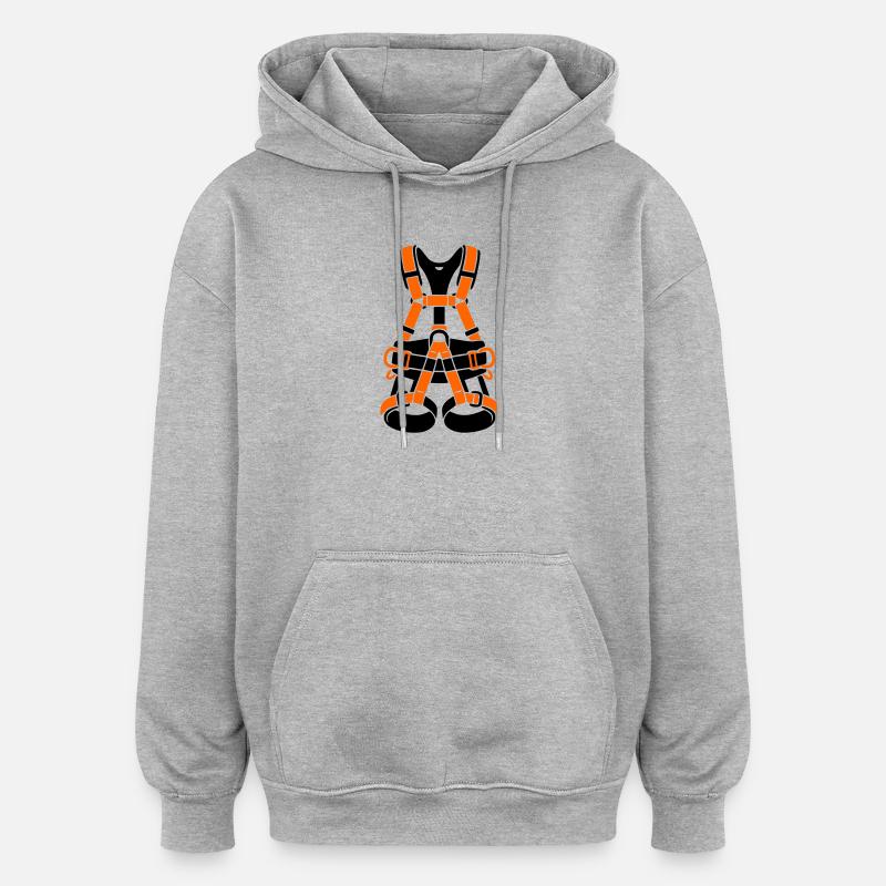 Klettergurt Baumpflege Baumkletterer Klettern - Oversized Unisex Hoodie - Grau meliert