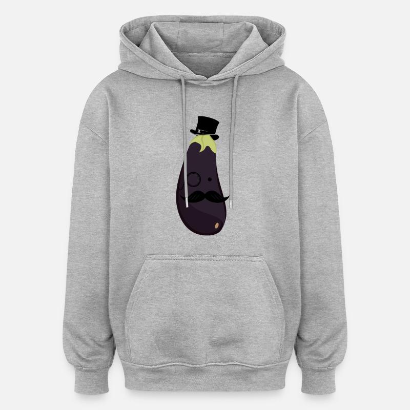 Sir Eggplant - Sweat à capuche oversize unisexe - gris chiné