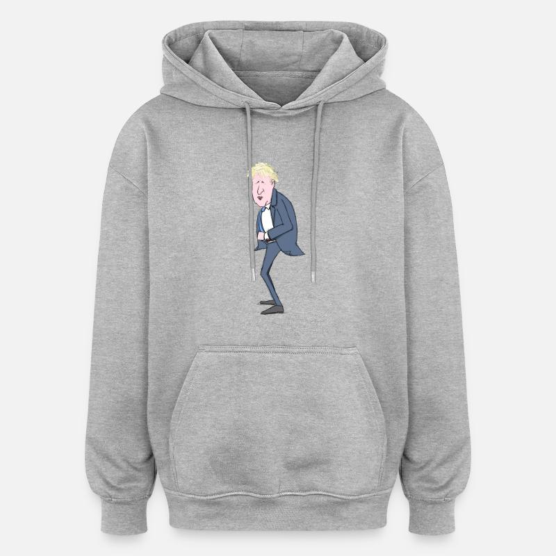 Illustration de Boris Johnson - Sweat à capuche oversize unisexe - gris chiné
