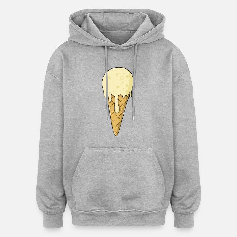 Eis | Vanille Eiscreme | Icecream - Oversized Unisex Hoodie - Grau meliert