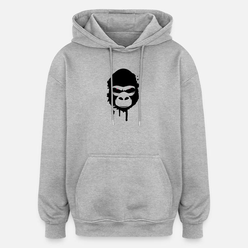 Ein Gorilla Kopf Graffiti - Oversized Unisex Hoodie - Grau meliert