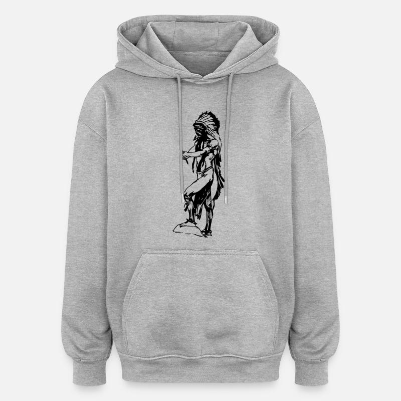 Amérique indienne idée cadeau indigène - Sweat à capuche oversize unisexe - gris chiné