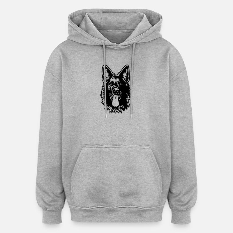 Deutscher Schäferhund Kopf - Oversized Unisex Hoodie - Grau meliert