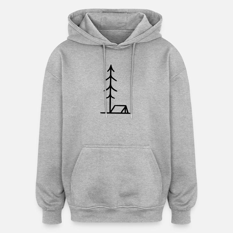 Camping - Tente - Sweat à capuche oversize unisexe - gris chiné