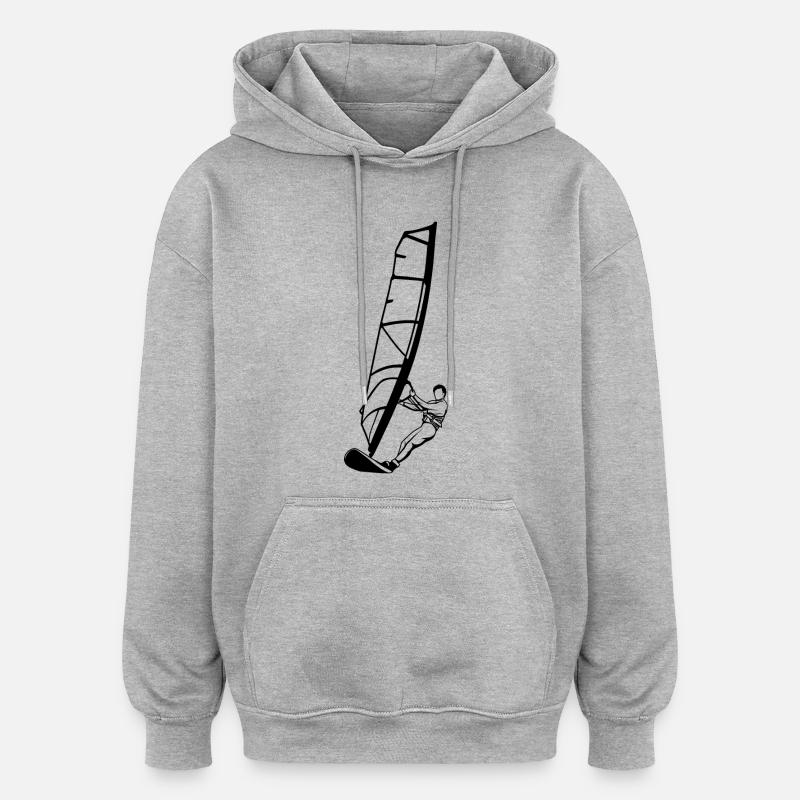 Planche à voile - Sweat à capuche oversize unisexe - gris chiné