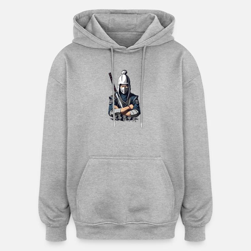 Guerrier samouraï - Sweat à capuche oversize unisexe - gris chiné