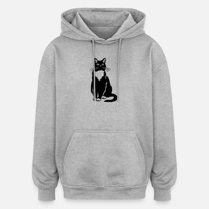 Smoking Chat - Sweat à capuche oversize unisexe - gris chiné