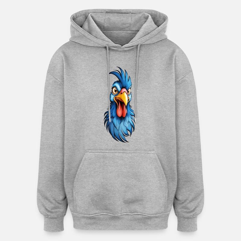 A blue-feathered rooster - Oversized Unisex Hoodie - heather grey