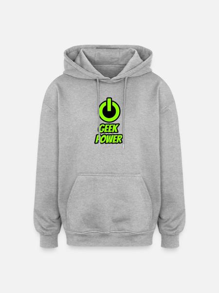 Geek power - Sweat à capuche oversize unisexe - gris chiné