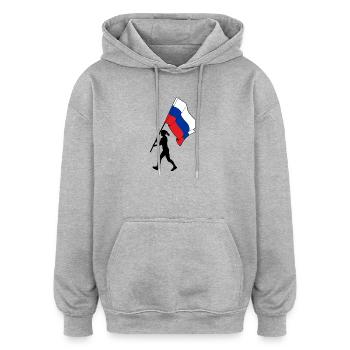 Flagge Russland Frau zu Fuß - Oversized Unisex Hoodie - Grau meliert - Vorne - Noah (186cm)