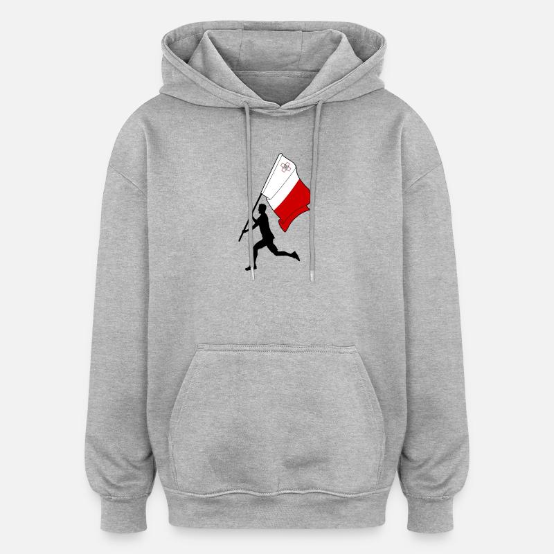 Flagge Malta Mann läuft - Oversized Unisex Hoodie - Grau meliert