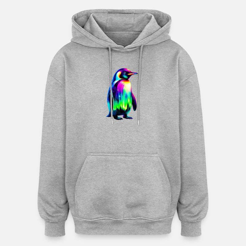 Pinguin - Oversized Unisex Hoodie - Grau meliert