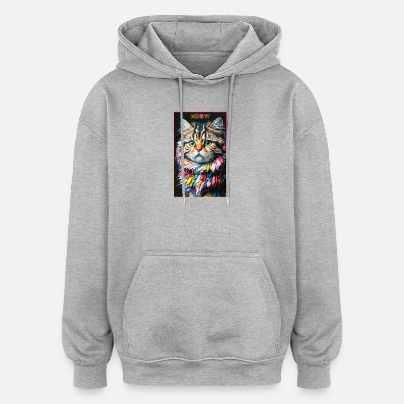 Chat astucieux - Sweat à capuche oversize unisexe - gris chiné