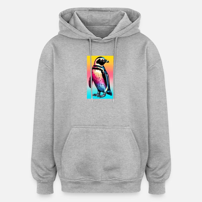 pingouin - Sweat à capuche oversize unisexe - gris chiné