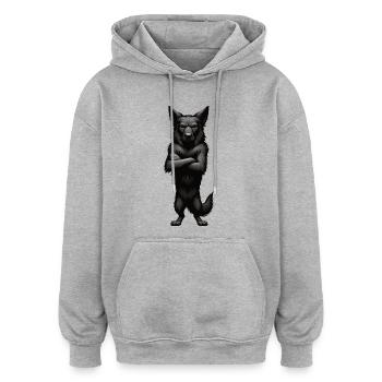 Berger allemand noir Propriétaire de berger allemand - Sweat à capuche oversize unisexe - gris chiné - Devant - Noah (186cm)