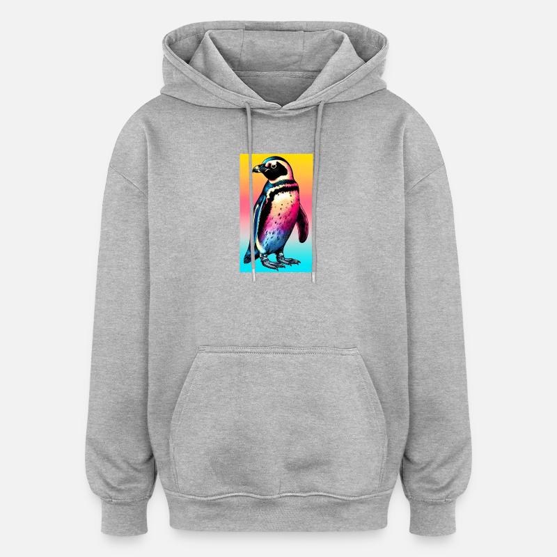 pingouin - Sweat à capuche oversize unisexe - gris chiné