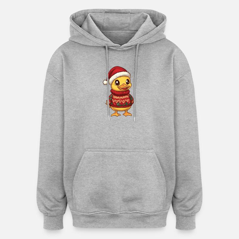 Noël de Canard - Sweat à capuche oversize unisexe - gris chiné