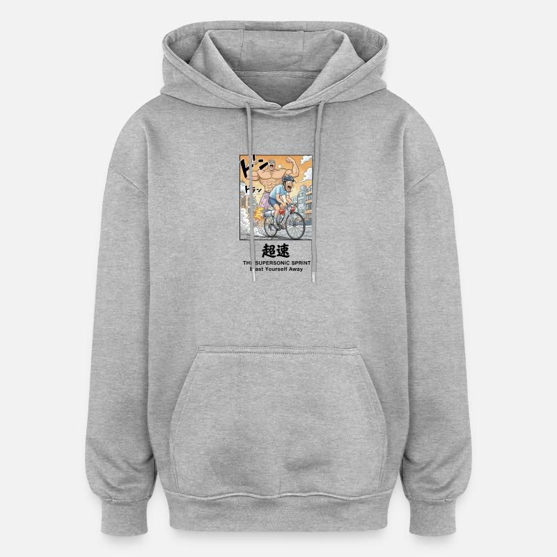 Supersonic Sprint Manga - Sweat à capuche oversize unisexe - gris chiné