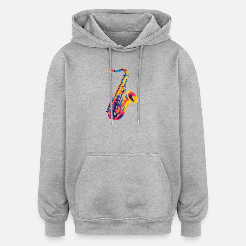 FarbSax PopsArt - Sweat à capuche oversize unisexe - gris chiné