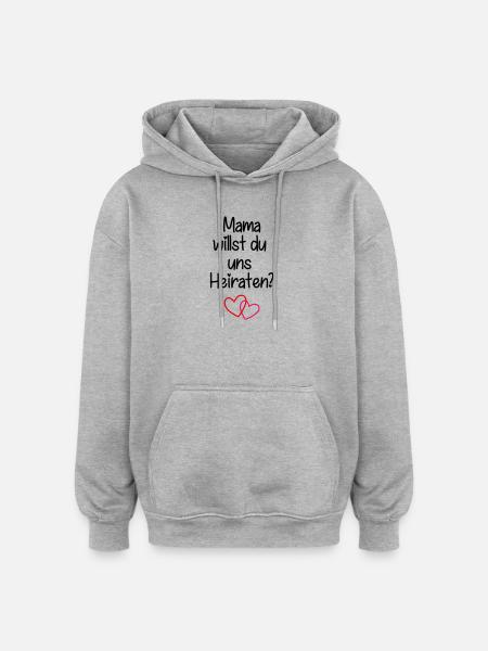 Mama_Heiraten - Oversized Unisex Hoodie - Grau meliert