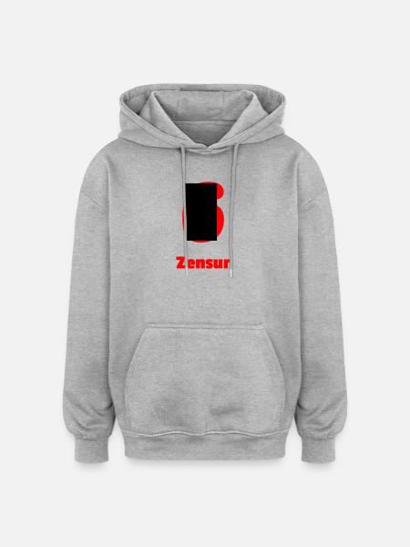 Zensur - Oversized Unisex Hoodie - Grau meliert