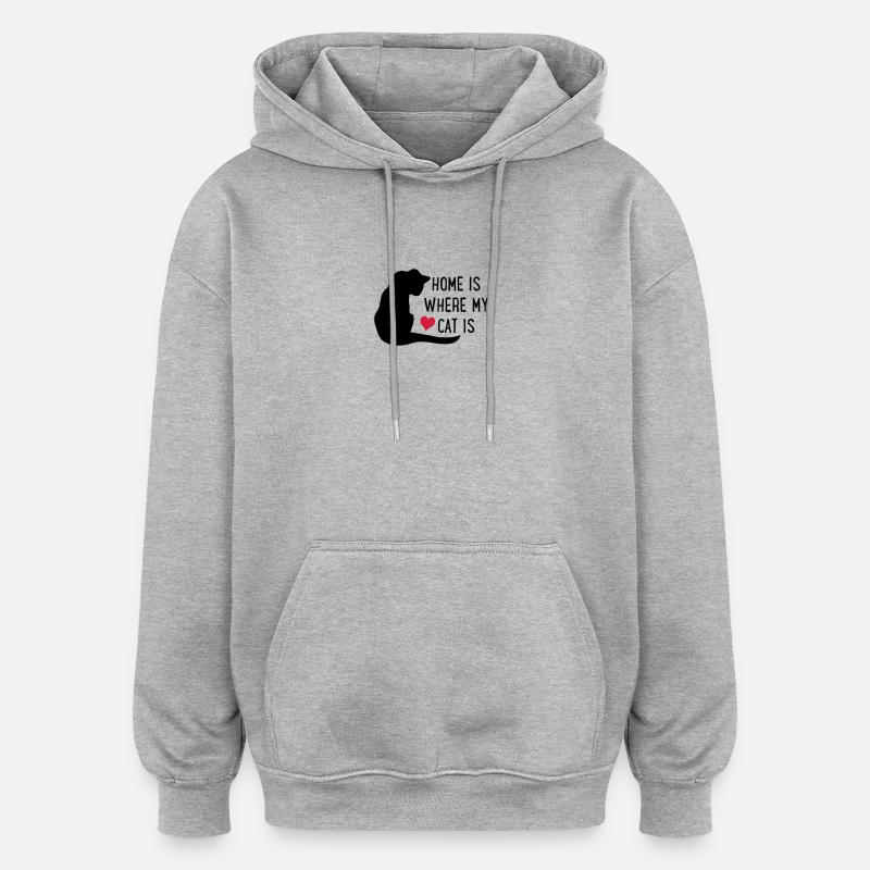 Katze - Oversized Unisex Hoodie - Grau meliert