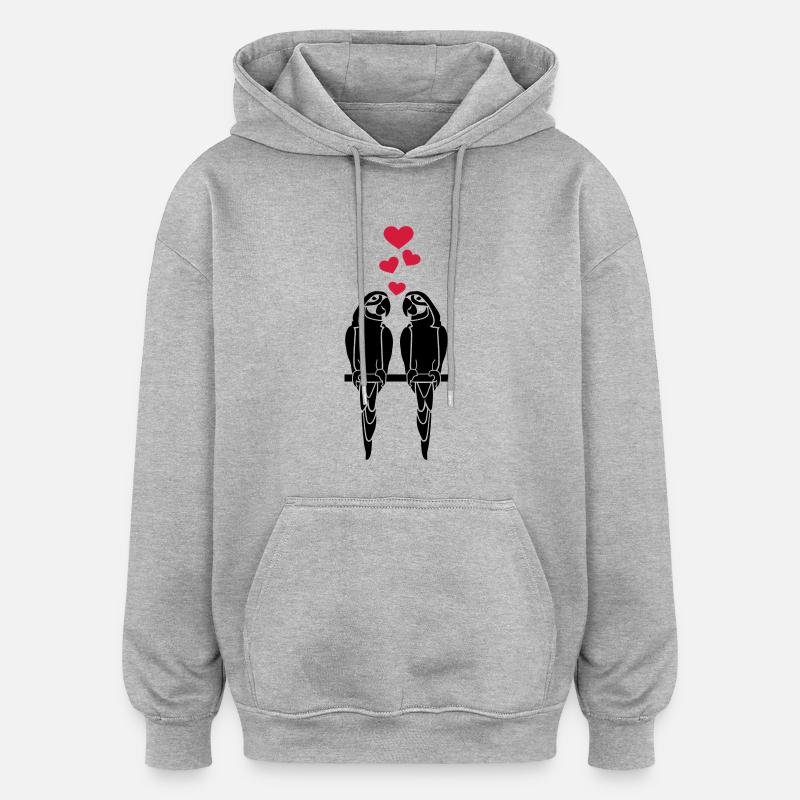 Perroquet - Sweat à capuche oversize unisexe - gris chiné