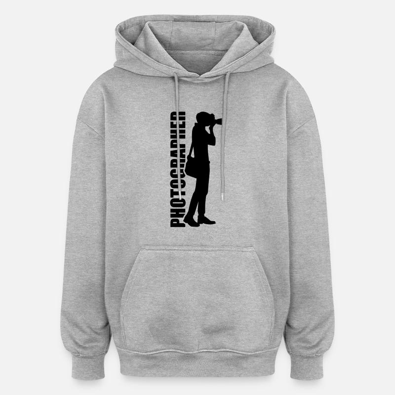 Photographe - Sweat à capuche oversize unisexe - gris chiné