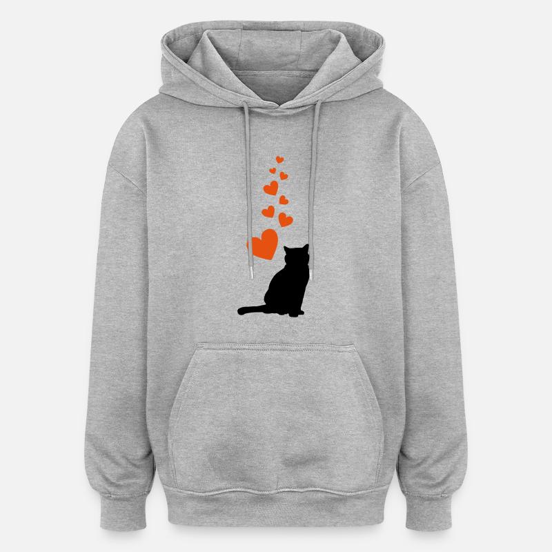 cat hearts - Oversized Unisex Hoodie - Grau meliert