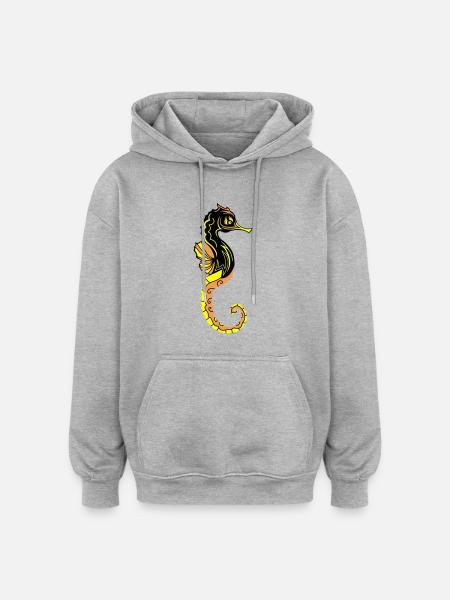Seahorse 02 - Oversized Unisex Hoodie - heather grey