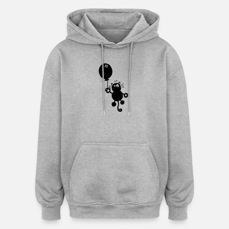 Chat avec ballon - Sweat à capuche oversize unisexe - gris chiné