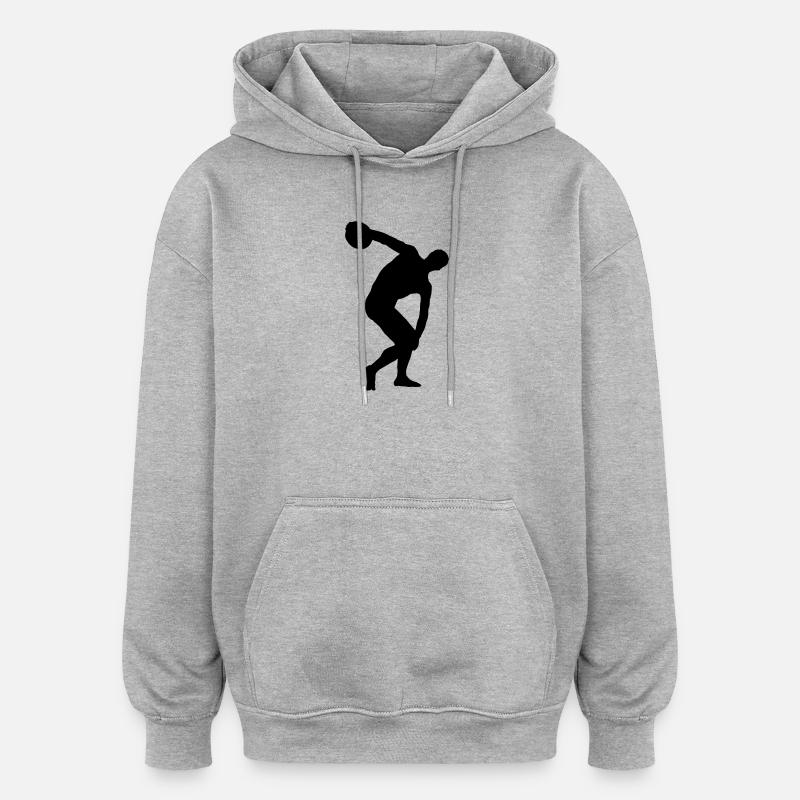Diskuswerfen - Oversized Unisex Hoodie - Grau meliert
