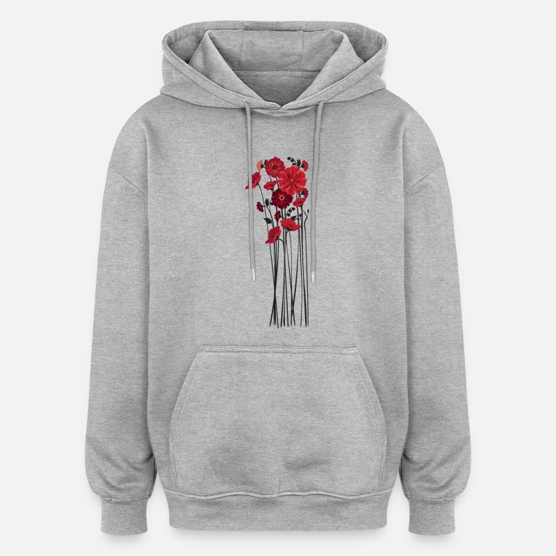 Illustration de fleurs de galets - Sweat à capuche oversize unisexe - gris chiné