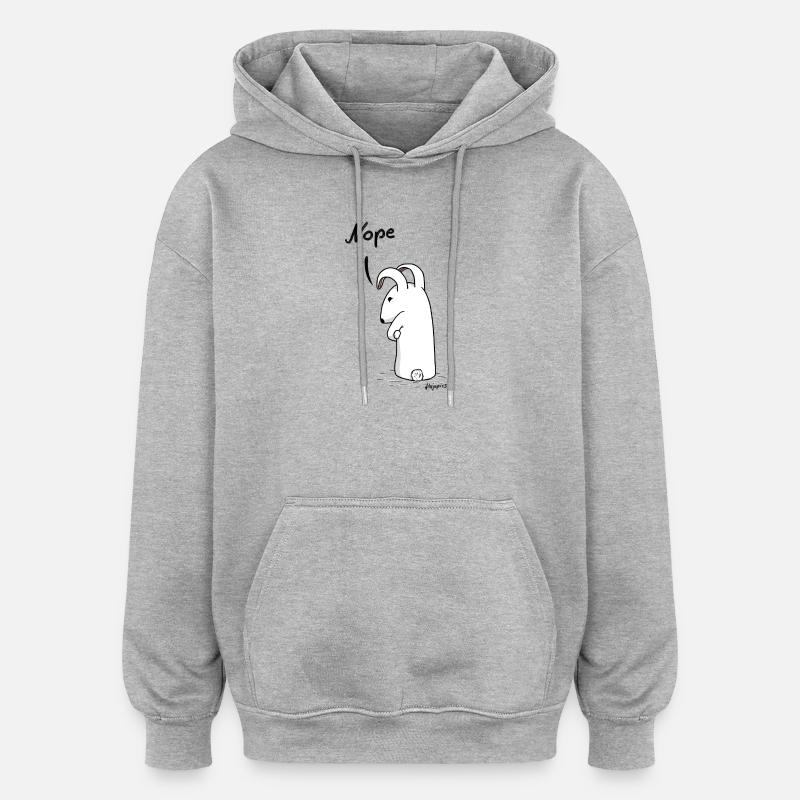 Lapin « Nope » - Sweat à capuche oversize unisexe - gris chiné