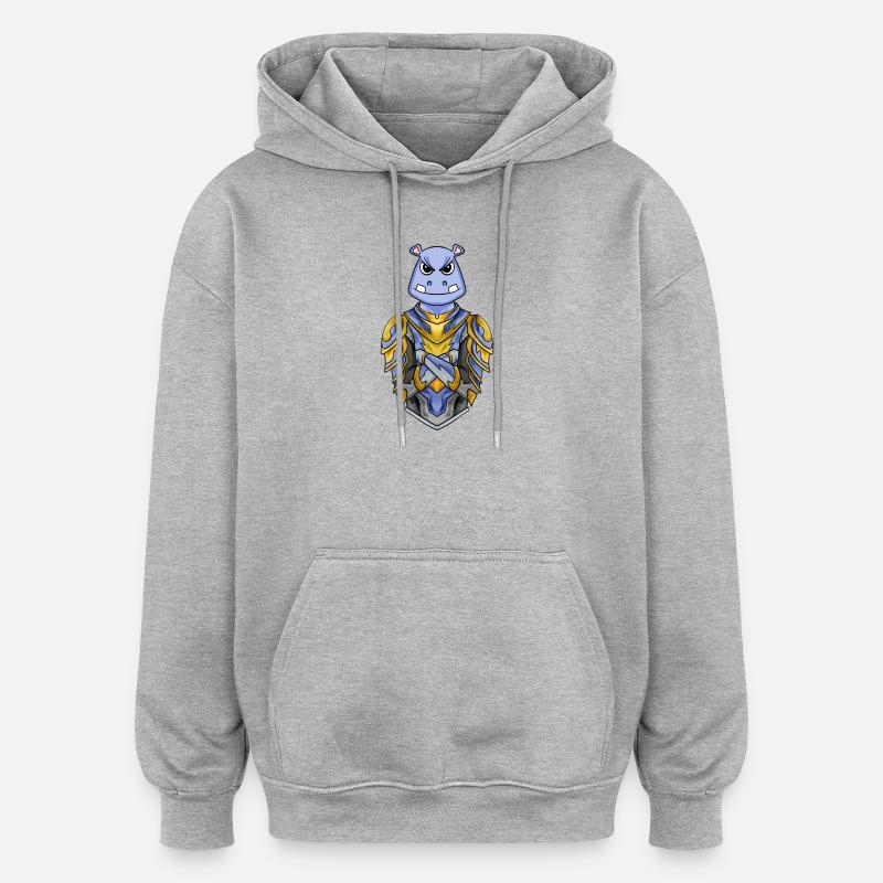 Ritter Nilpferd cool - Oversized Unisex Hoodie - Grau meliert