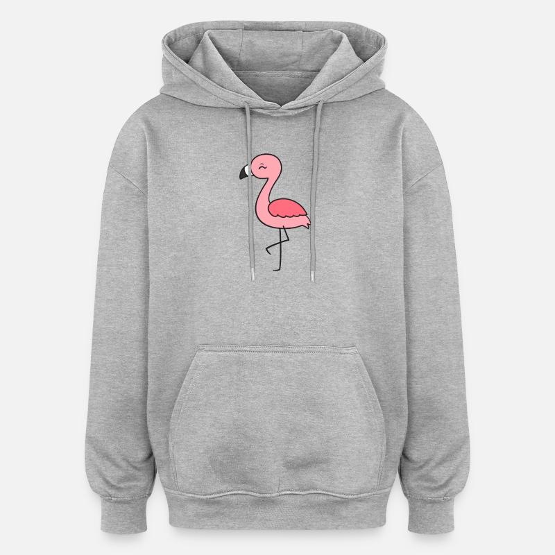 Flamant - Sweat à capuche oversize unisexe - gris chiné