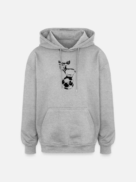 fodbold rensdyr symbol elg sjov bold ikon grafi - Oversize unisex hoodie - grå meleret