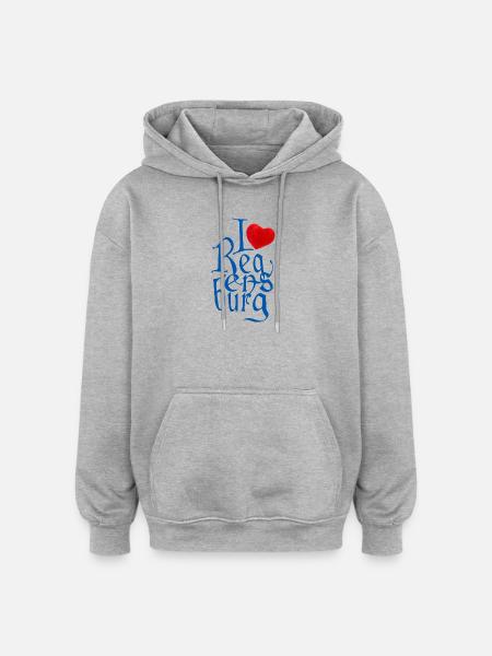 J’adore Ratisbonne ! - Sweat à capuche oversize unisexe - gris chiné