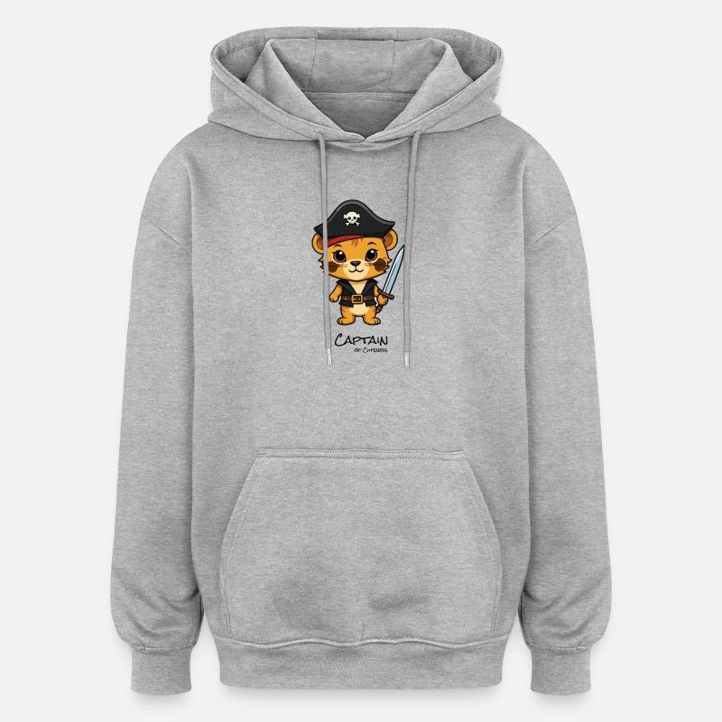 Chaton pirate avec un sabre - Sweat à capuche oversize unisexe - gris chiné