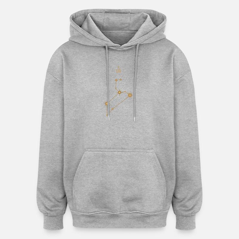 Löwe Sternzeichen Sternkonstellation Goldene Töne - Oversized Unisex Hoodie - Grau meliert