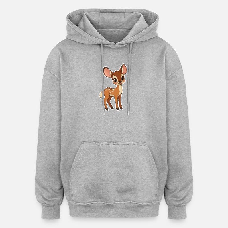 Reh - Oversized Unisex Hoodie - Grau meliert