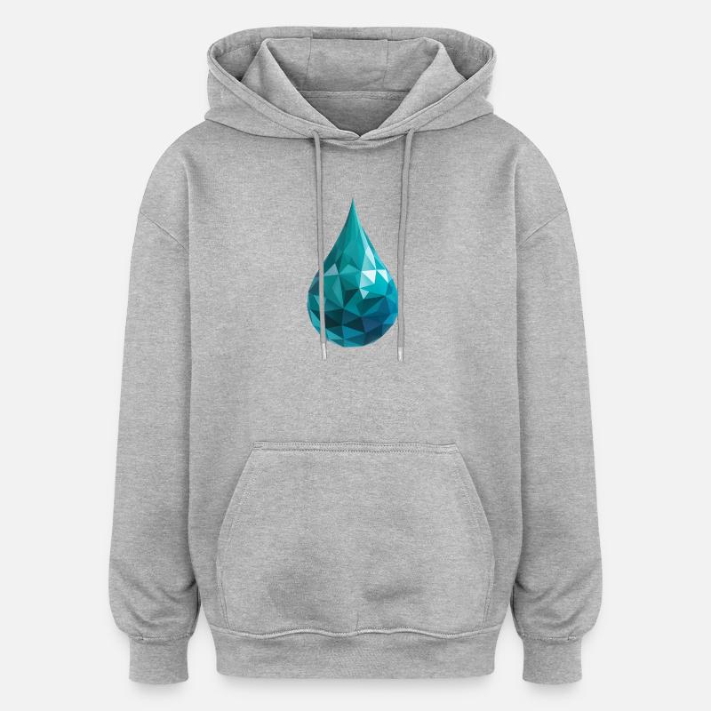 Goutte d’eau - Logo Low Poly cool - Sweat à capuche oversize unisexe - gris chiné