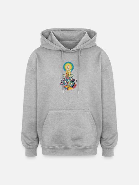 Faith Light Candle Retro Spirit Design - Oversized Unisex Hoodie - heather grey
