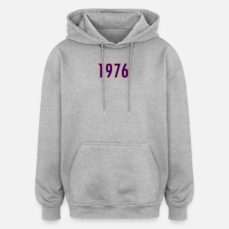 Année 1976 Style néon - Sweat à capuche oversize unisexe - gris chiné