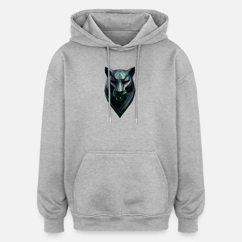 Panthère noire abstraite - Sweat à capuche oversize unisexe - gris chiné