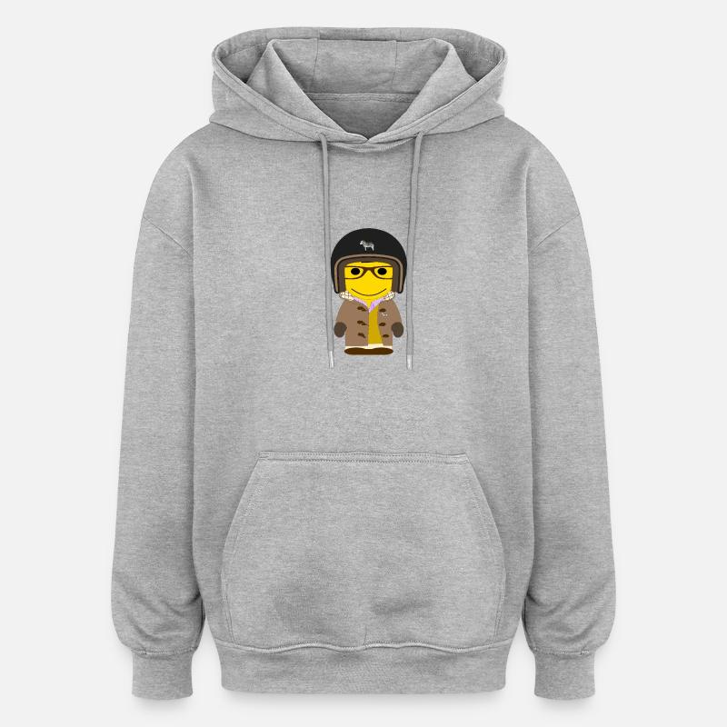 GEEKLEY biker dufflecoat moutarde - Sweat à capuche oversize unisexe - gris chiné