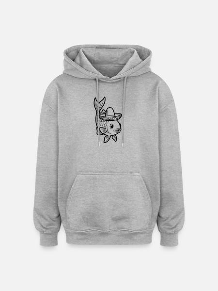 fish sombrero - Oversized Unisex Hoodie - heather grey