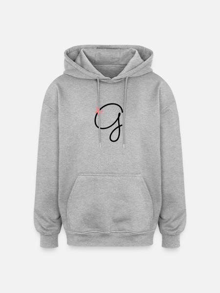 Buchstabe G Schmetterlingsbuchstabe - Oversized Unisex Hoodie - Grau meliert