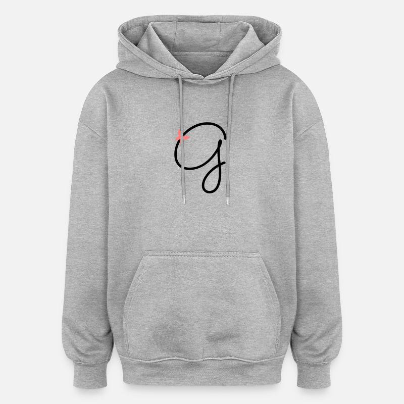 Buchstabe G Schmetterlingsbuchstabe - Oversized Unisex Hoodie - Grau meliert